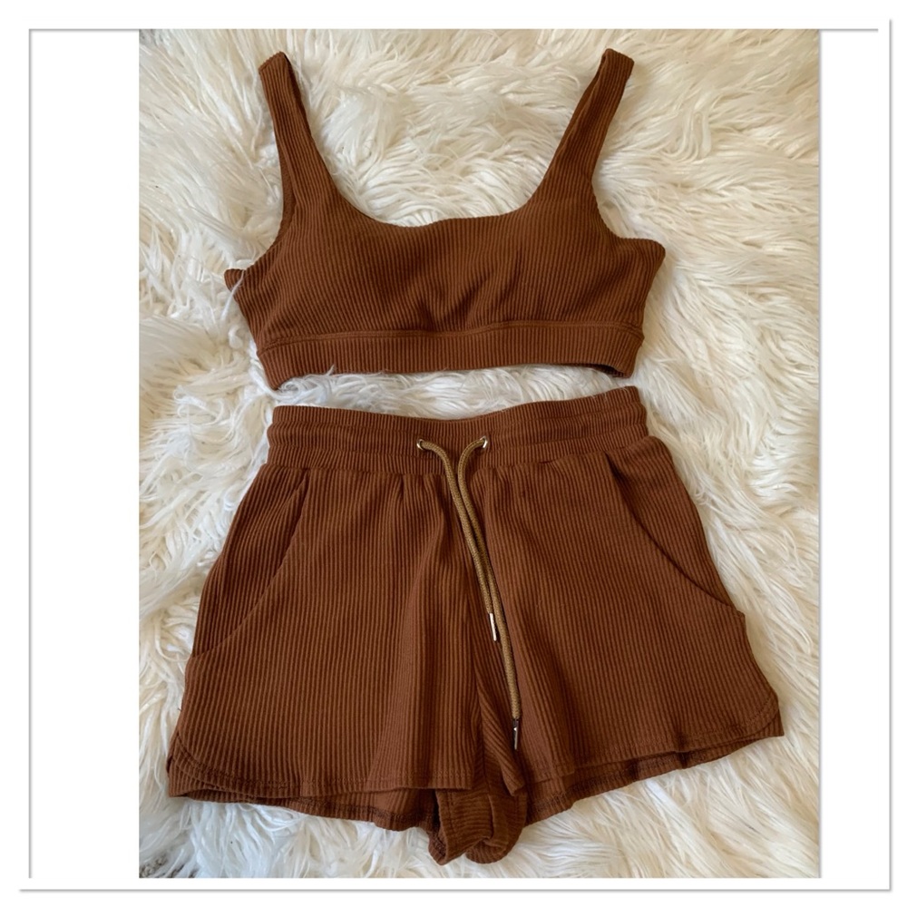 RIVIR Ribbed Lounge Set Brown Size Small
